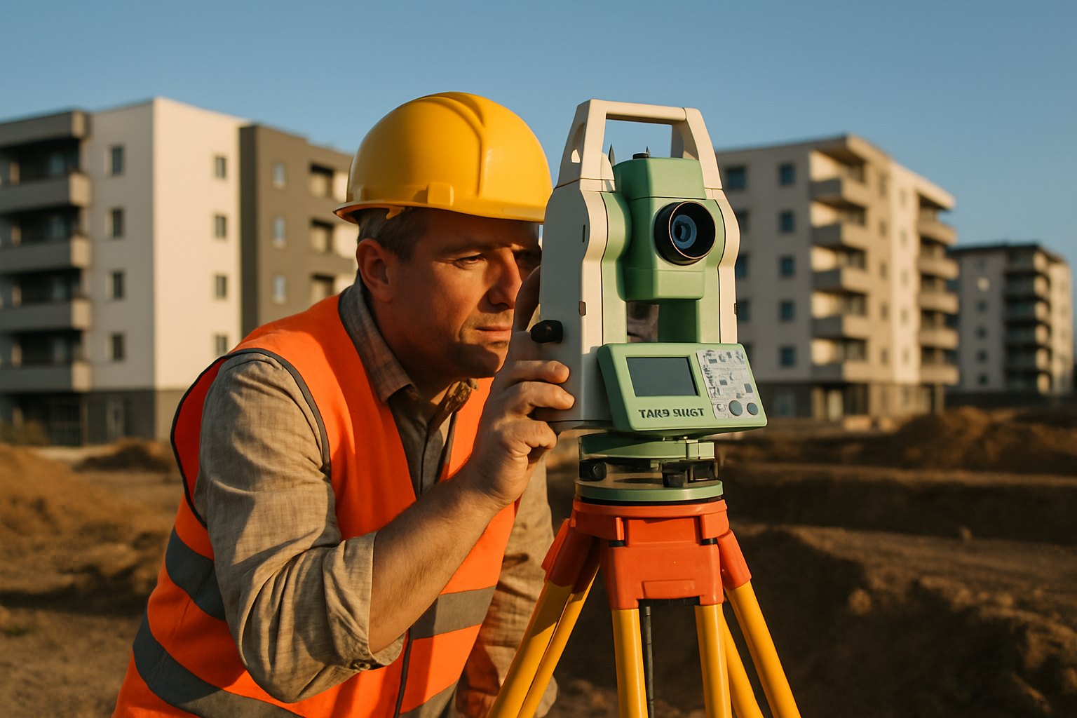 Ovlašteni geodet GEO PARS-a s totalnom stanicom na gradilištu u Splitu